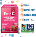 Ener-C Raspberry Multivitamin Drink Mix Powder Vitamin C 1000Mg & Electrolytes With Real Fruit Juice Natural Energy & Immune Support For Women & Men - Non-Gmo Vegan & Gluten - 60 Count