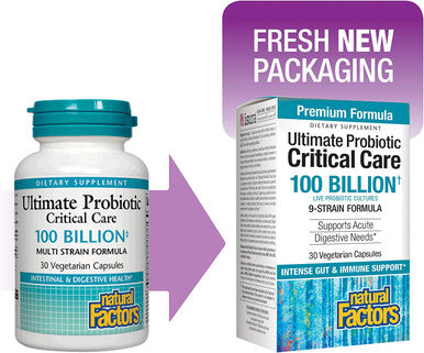 Natural Factors Ultimate Probiotic Critical Care Supplement to Support Digestive Health 100 Billion CFU 30 Capsules 30 Servings