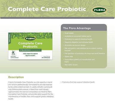 Flora Complete Care Probiotic Travel Probiotics Adult Shelf Stable 34 Billion 30 Vegetarian Capsules