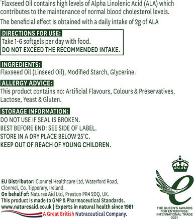 Natures Aid Flaxseed Oil Softgel Capsules 90 x 11.11 mg