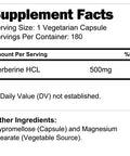 LongLifeNutri Berberine Supplement 500Mg Hcl Extract | 180 Vegetarian Capsules | Made In Usa | 1000Mg Per Serving | Dihydroberberine Plus Berberis Aristata Complex