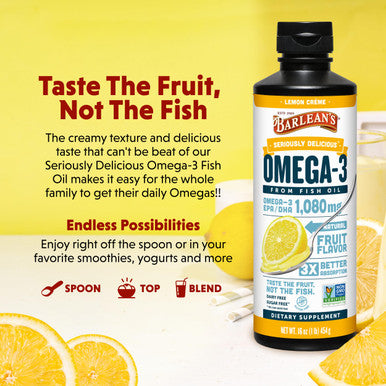 Barlean's, Omega-3 Fish Oil Lemon Creme 16 oz (454 g)