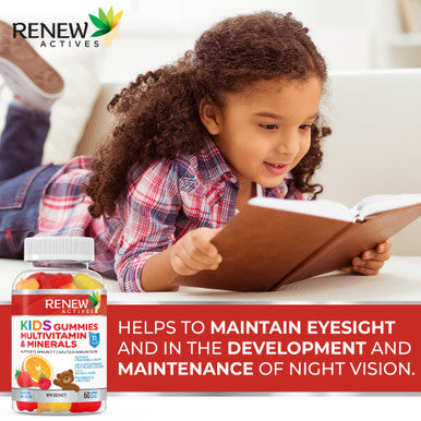 Renew Actives Kids Multivitamins Gummies For Good Health & Wellness - Promotes Healthy Hair, Nail, Skin, Eyesight, Bones, Teeth, & Gums - 60 Gummies