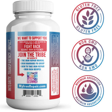 Three Arrows Iron Repair Plus Heme Iron Supplement 90 Gelatin Capsules