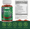 Yumvs Multivitamin Gummies With Iron - Grape Flavor - Vegetarian Kosher Multi Vitamins For Adults With Vitamin A C B6 B12 Biotin Zinc - No Calcium - Mens/Womens Multivitamin With Iron Gummy (60 Count)