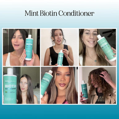 Volumizing Biotin Conditioner For Thinning Hair - Volumizing Conditioner For Fine Thin & Weak Hair - Sulfate Paraben & Silicone Hair Conditioner Nourishing Plant Proteins & B Vitamins (Mint)