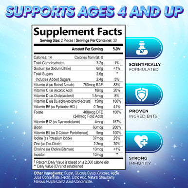 Built Nature Kids Multivitamin Gummies - Daily Kids Vitamin Gummy Multivitamins For Children With Vitamins A, C, E, B6, B12, And Minerals - Natural Multi Vitamin Supplement, Non-Gmo, Berry Flavor - 60 Gummies