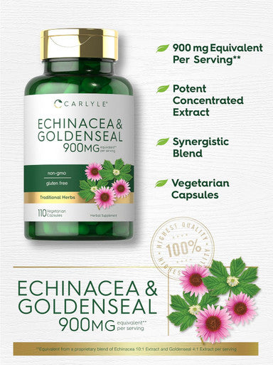 Carlyle Echinacea Goldenseal Capsules | 110 Count | Vegetarian Non-GMO Gluten