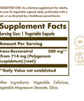 Solgar Resveratrol 500 Mg 30 Vegetable Capsules - Antioxidant Protection - Gluten Free Dairy Free - 30 Servings