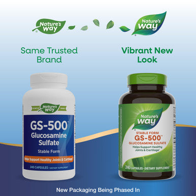 Nature'S Way Gs-500 Glucosamine Sulfate Stable Form Helps Support Healthy Joints & Cartilage 500 Mg Glucosamine Per Capsule 240 Capsules (Packaging May Vary)