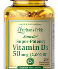 Vitamin D3 50mcg (2,000 IU) Bolsters Immune Health by Puritan's Pride for Support of Immune Health and Healthy Bones and Teeth 200 Softgels