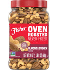Fisher Oven Roasted Never Fried Deluxe Mixed Nuts 24 Ounces (Pack of 1) Almonds Cashews Pecans Pistachios Healthy Snacks for Adults Made With Sea Salt No Added Oil Trail Mix Gluten
