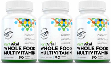 Plantvital Whole Food Multivitamin Multivitamins With 56 Superfoods Raw Veggies And Fruits Vitamins Earth Energy Fruits And Veggies Supplement Pure Fruit And Vegetable Supplements 270 Tablets