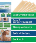 Medical Grade Silicone Scar Sheets Scar Tape Strips 5.7 X 1.57 Healing Keloid Scars, C-Section, Surgical Scar Treatment, Tummy Tuck Pack Of 6 (Strong Adhesive) By Nedd Innovations