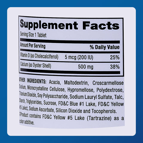Major Oyster Shell Calcium with Vitamin D3 500 mg / 5 mcg (200 IU) Daily Calcium Supplement 300 Tablets (1 Pack)