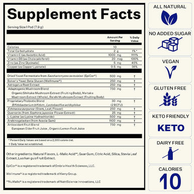 Blueshift Immune Ultra - 5-In-1 Immune Support Powder Drink Mix, Immune Defense Vitamin Supplement With Vitamin C, Zinc, Superfoods, Antioxidants, Pre And Probiotics - Blueberry Acai Pods (14 Pack)