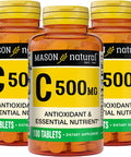 Mason Natural Vitamin C 500 mg - Supports Healthy Immune System, Antioxidant and Essential Nutrient, 100 Tablets (Pack of 3)