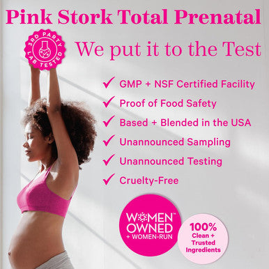 Pink Stork Total Prenatal Vitamin Gummies for Women with Folic Acid Vitamin D and Vitamin B6 to Support Fetal Development and Morning Sickness Pregnancy Must Haves - Raspberry 60 Count