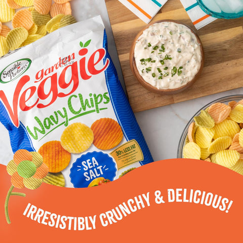 Sensible Portions Veggie Wavy Chips Sea Salt Flavor GlutenFree Chips 7 Ounce Bag 6Pack