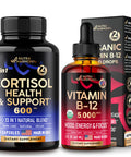 NUTRAHARMONY Organic Vitamin B12 Drops & Cortisol Support Complex Capsules