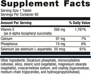 Metagenics E-400 Selenium - Antioxidant & VIT E Support - Non-GMO Gluten- Vegetarian - Contains 50 mcg Selenium 268 mg Vitamin E & 97 mg Calcium - 60 Tablets