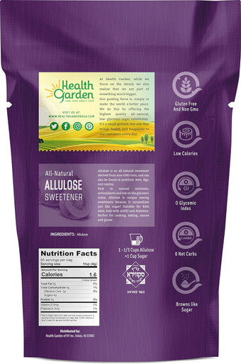 Health Garden Allulose Sweetener - Gluten And Sugar - Zero Net Carb - Non Gmo - her - Keto Friendly (12 Oz)