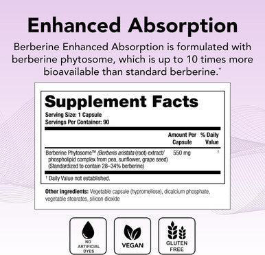 Theralogix Berberine Enhanced Absorption - 90-Day Supply - Made with Berberine Phytosome to Help Support Healthy Metabolism & Hormone Balance - NSF - 90 Capsules
