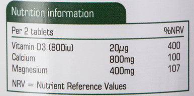 Natures Aid Calcium Magnesium and D3 Helps Maintain Normal Bones Teeth and Muscle Function Vegan 90 Tablets