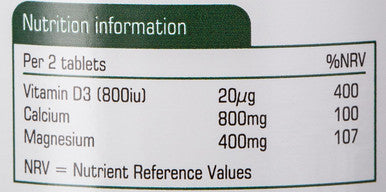 Calcium, Magnesium & D3 90 Tablets. Suitable for Vegans.