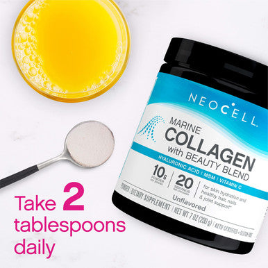 Neocell Marine Collagen With Beauty Blend; For Skin Hydration; Healthy Hair Nails And Joint Support; Keto Certified Gluten Free; Unflavored Powder 7 Ounces 20 Servings*