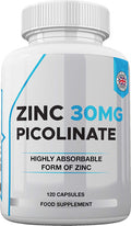 Zinc 30mg as Picolinate 120 Capsules Made in The UK by Freak Athletics
