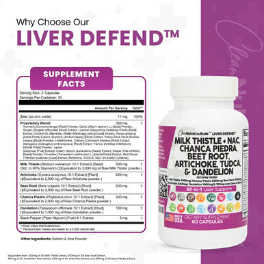 Milk Thistle 3000Mg Nac Chanca Piedra 2000Mg Beet Root 2000Mg Artichoke 2000Mg Dandelion Root 1000Mg - Liver Cleanse Detox & Repa