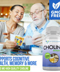 Premium Choline 500 mg 120 Veggie Capsules by Doctor Recommended Supplements Supports Cognitive Health Memory More