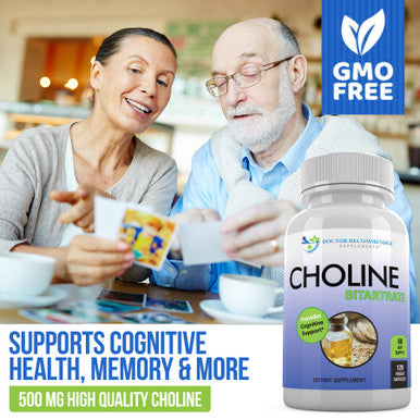 Premium Choline 500 mg 120 Veggie Capsules by Doctor Recommended Supplements Supports Cognitive Health Memory More