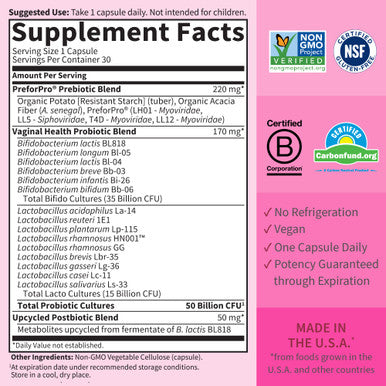 Garden of Life Dr Formulated Once Daily 3-In-1 Complete Prebiotics Postbiotics & Probiotics For Women Pre + Pro + Postbiotic Supplement For Women S Digestive Immune & Vaginal Health 30 Day Supply