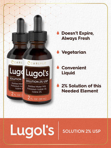Lugols Iodine 2 Fl Oz Twin Pack 2% Liquid Drops By Carlyle