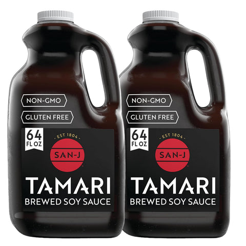San-J - Gluten Free Tamari Soy Sauce - Specially Brewed - Made with 100% Soy - 64 oz. Container