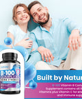 Built Nature Vitamin B Complex - All B Vitamins B1, B2, B3, B5, B6, B7, B9, B12, Folic Acid, Vitamin C - Super B-100 Supplement - Immune, Energy & Metabolism Support, Vegan, Non-Gmo, Gluten Free, 60 Capsules