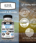 Kaya Naturals Multivitamin for Men Mens Prostate Multivitamin Multi Mineral Daily Supplement Pills for Men Supports Healthy Prostate Vitaminas para Hombres 60 Veggie Capsules