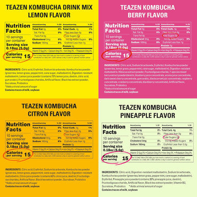 Teazen 4 Flavors 40 Sticks Variety Pack Kombucha Peach Pineapple Mango Guava Shine Muscat Flavor (40 Sticks)