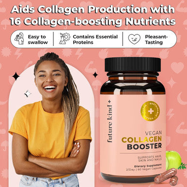 Future Kind Vegan Collagen (60 Vegan Capsules In Glass Bottle) Aids In Collagen Production Collagen Pills For Women and Men With Biotin And Vitamin C Collagen Pills For Women Hair Skin Nails