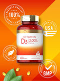 Carlyle Vitamin D3 2000IU Softgels | 400 Count | Non-GMO Gluten Formula | 50 mcg | Vitamin D Supplement