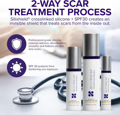 Advanced Scar Treatment With Silishield & Spf 30 50G Made In The Usa, Fast-Drying, Water-Resistant Silicone Scar Gel - Surgeon Recommended For & Old Scars - Suitable For Children Over 6 Months
