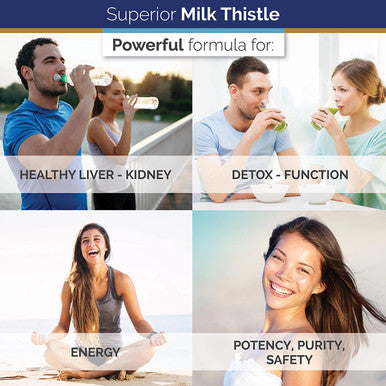 Superior Labs Milk Thistle NonGMO 80 Silymarin Flavonoids Powerful Formula for Healthy Liver Kidney Detox and Function Energy 250mg 41 Extract Yielding 1000mg 120 Vegetable Caps