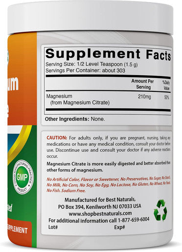 Best Naturals Magnesium Glycinate Powder - 1 Pound (1 LB (Pack of 3))