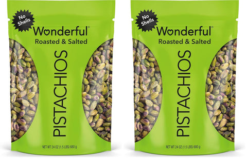Wonderful Pistachios No Shells, Roasted & Salted Nuts, 12 Ounce Resealable Bag, Protein Snacks, Gluten Free, Healthy Snack