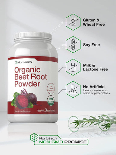 Organic Beet Root Powder | 3lb Bulk Supplement | Raw Superfood | Vegan, Non-GMO, and Gluten Free Formula | by Horbaach