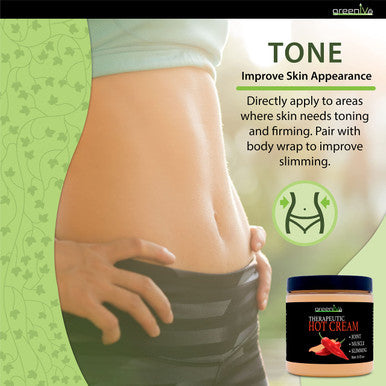 Greenive - Hot Cream - Anti Cellulite Cream - Hot & Cold Sensation - (8 Ounce Jar)