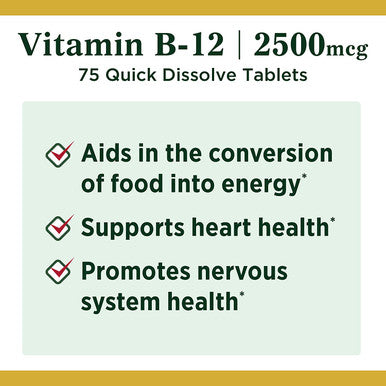 Nature'S Bounty Vitamin B12 2500 Mcg 75 Quick Dissolve Tablets