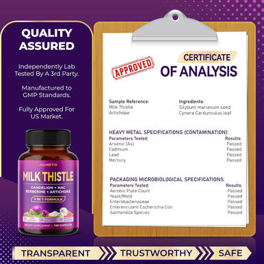 Aumeto Ultra Milk Thistle 9 in 1 Formula - 17372mg with Dandelion NAC Berberine Artichoke (150 Count (Pack of 1))